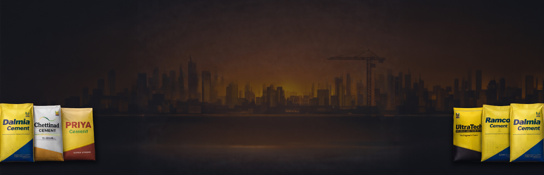 Cement bags stacked at BuildingNeeds warehouse, Chennai